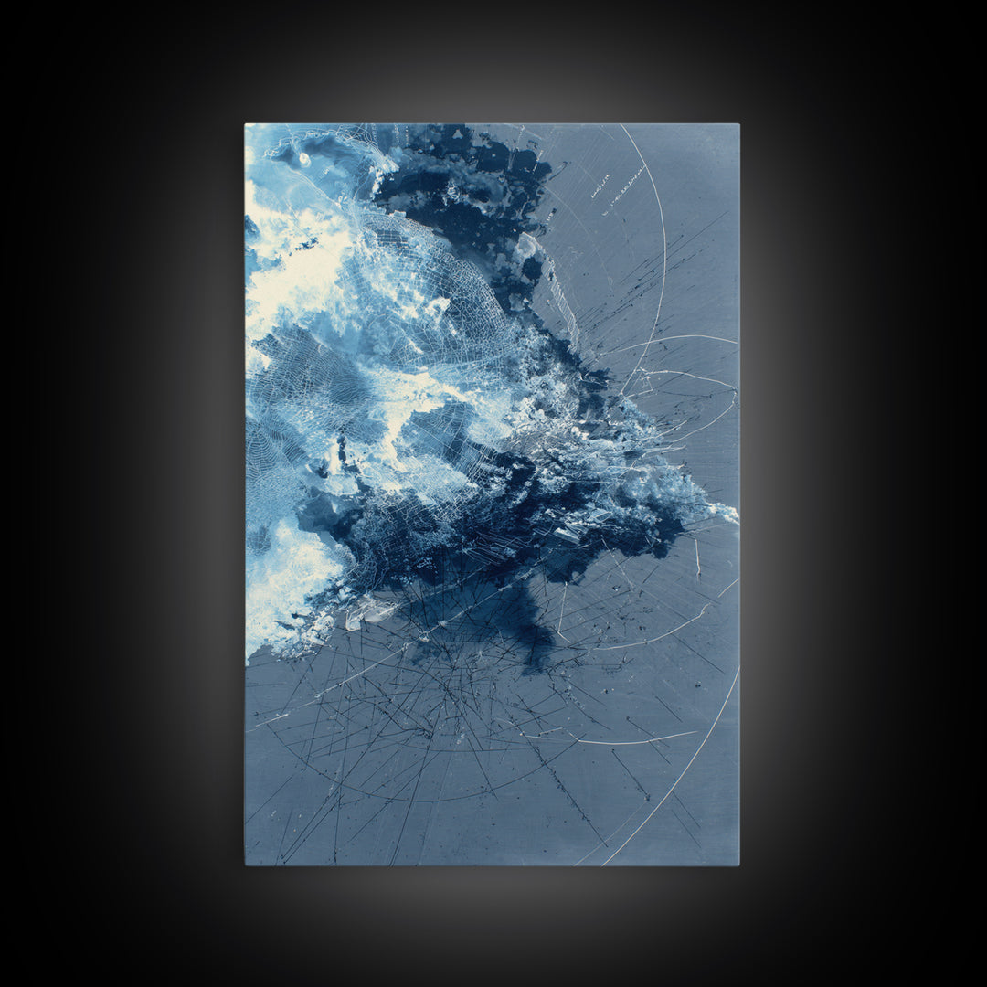 Blue Storm Abstract Energy Canvas Print, Modern Wall Decor, Large Abstract Wall Art, Contemporary Office Decor Gift For Home