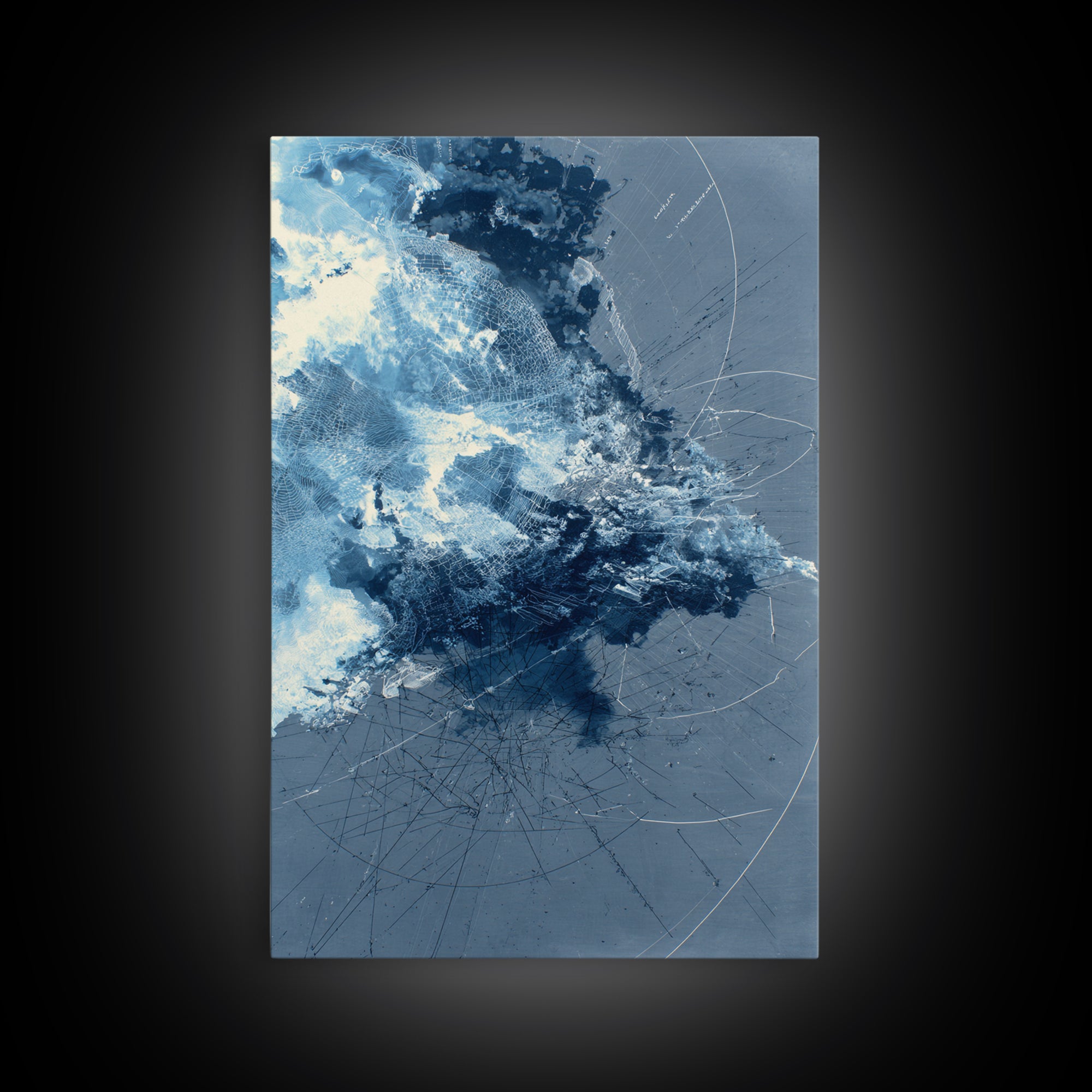 Blue Storm Abstract Energy Canvas Print, Modern Wall Decor, Large Abstract Wall Art, Contemporary Office Decor Gift For Home
