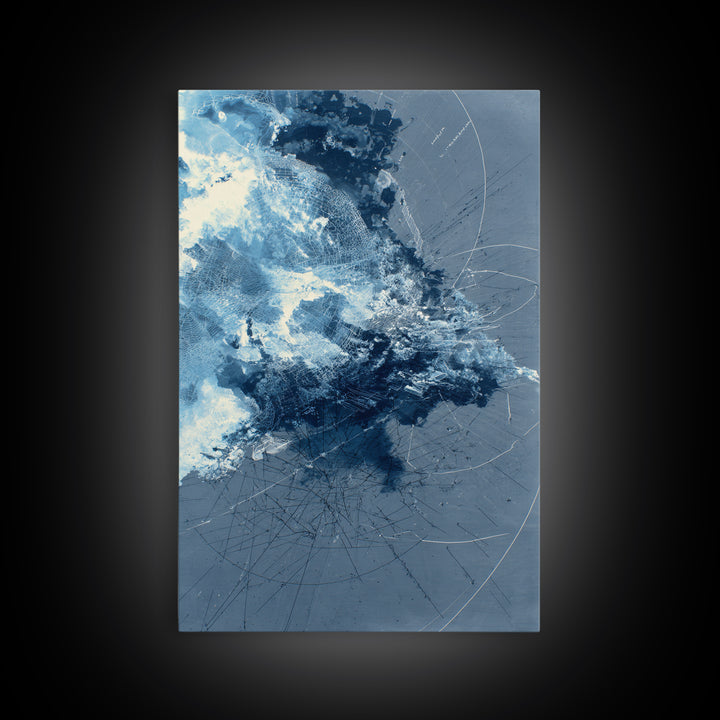 Blue Storm Abstract Energy Canvas Print, Modern Wall Decor, Large Abstract Wall Art, Contemporary Office Decor Gift For Home