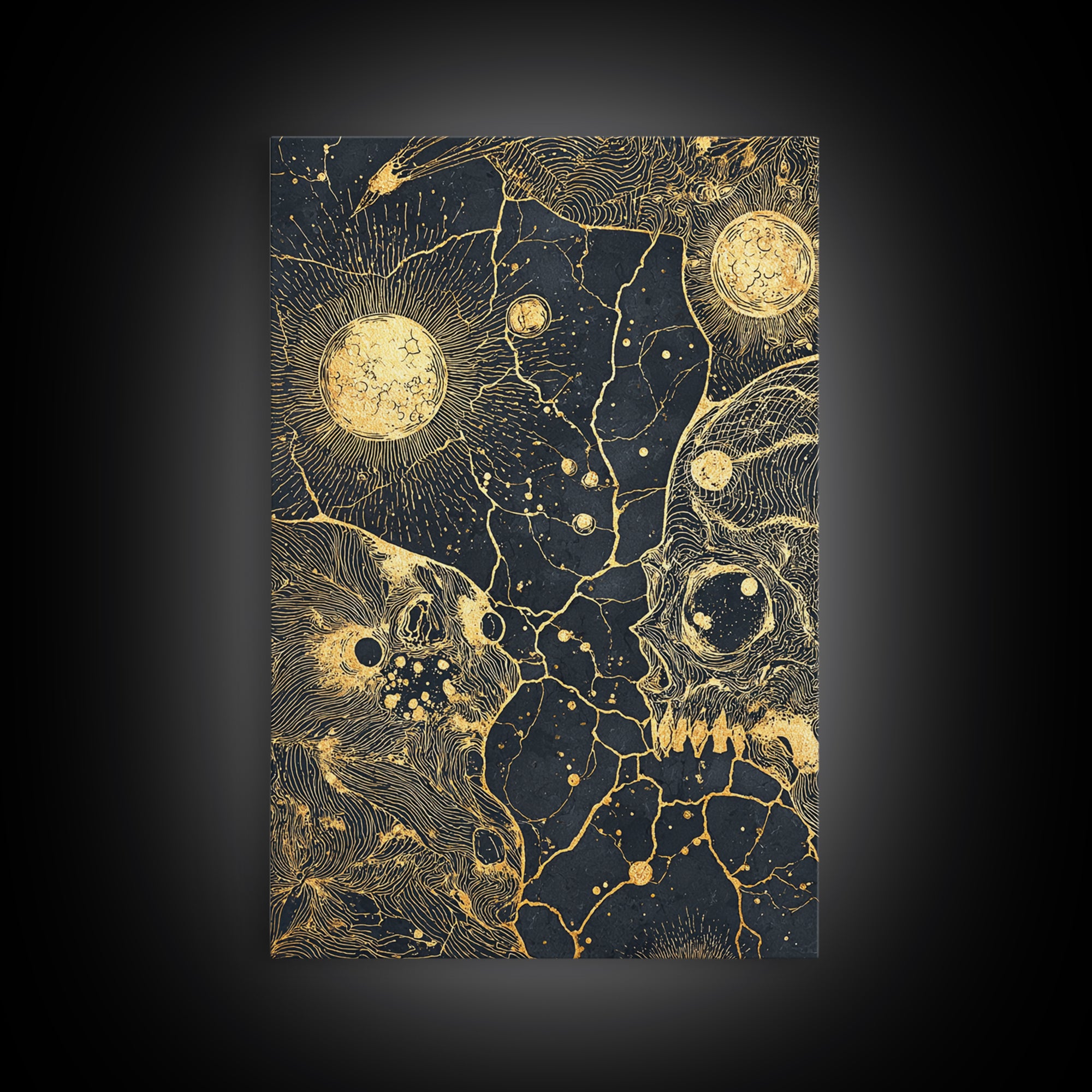 Gold Celestial Animal Constellation Wall Art, Black And Gold Canvas Print, Mystical Cosmic Decor For Living Room And Office