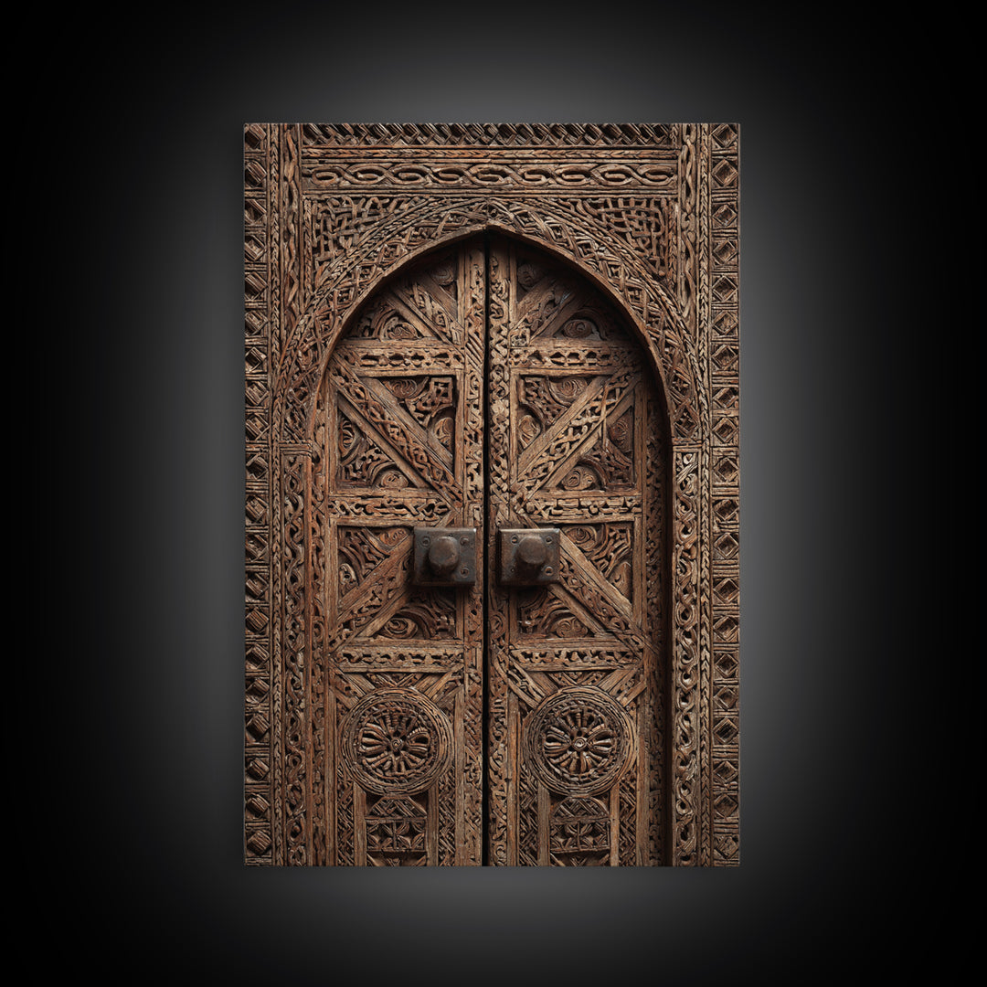 Intricate Rustic African Carved Door Wall Art, African Home Decor, Tribal Patterns, Wooden Architecture Poster Print, Housewarming Gift