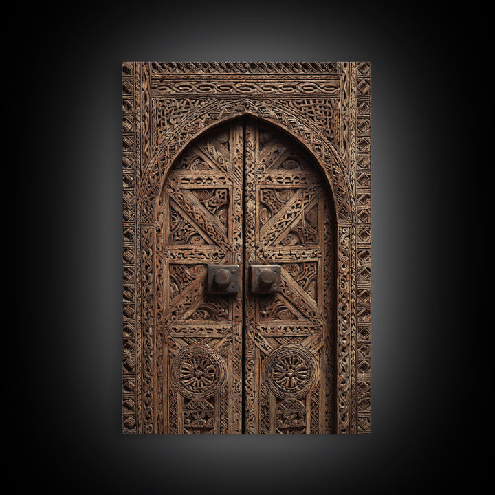 Intricate Rustic African Carved Door Wall Art, African Home Decor, Tribal Patterns, Wooden Architecture Poster Print, Housewarming Gift