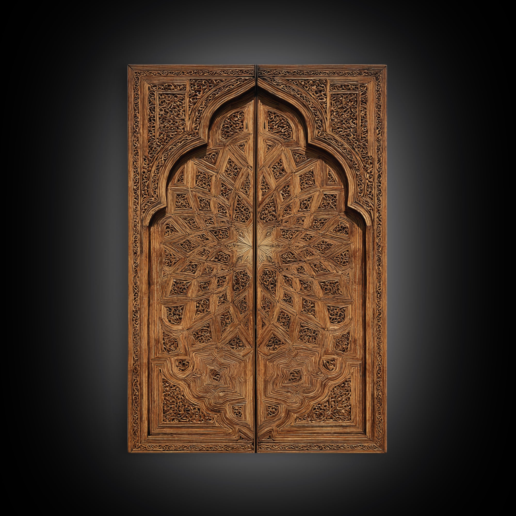Geometric Moroccan Carved Wood Door Framed Canvas Print, African Wall Decor, Tribal Art Decor, Elegant Home Decor, Statement Piece