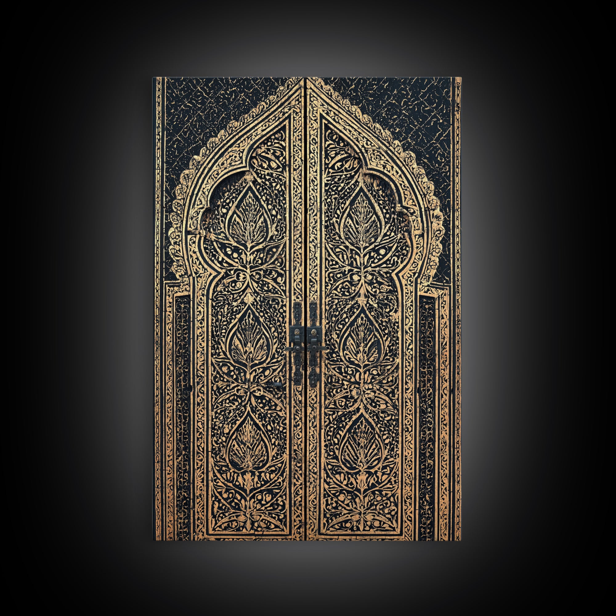 Black And Gold Ornate African Door Canvas Print, African Wall Art, Luxury Canvas Art, Spiritual Wall Decor, Boho Decor, Gold Black Canvas