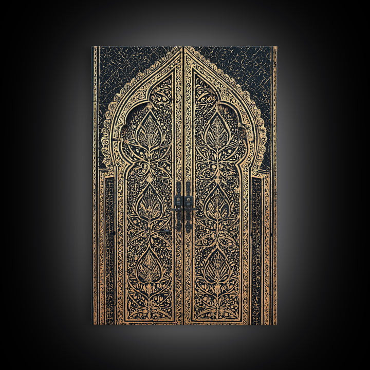Black And Gold Ornate African Door Canvas Print, African Wall Art, Luxury Canvas Art, Spiritual Wall Decor, Boho Decor, Gold Black Canvas