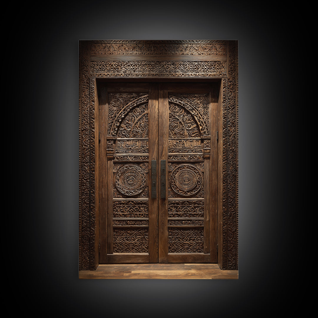 Dark Ornate African Wooden Door Wall Art, African Home Decor, Cultural Wall Decor, Rustic Decor, Statement Wall Piece, Carved Wood