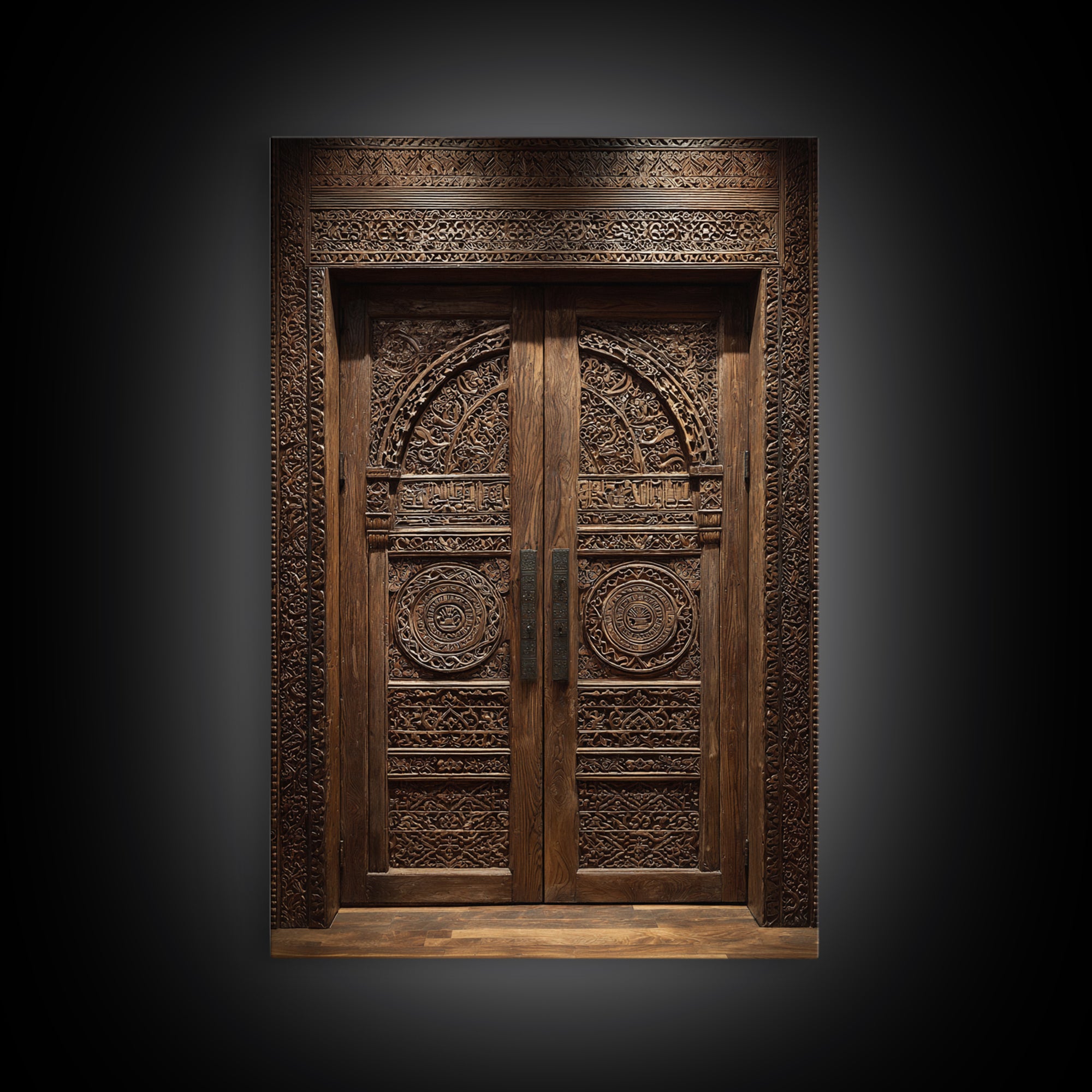Dark Ornate African Wooden Door Wall Art, African Home Decor, Cultural Wall Decor, Rustic Decor, Statement Wall Piece, Carved Wood