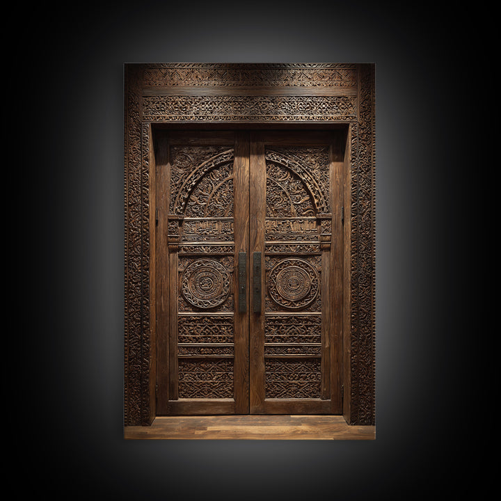 Dark Ornate African Wooden Door Wall Art, African Home Decor, Cultural Wall Decor, Rustic Decor, Statement Wall Piece, Carved Wood
