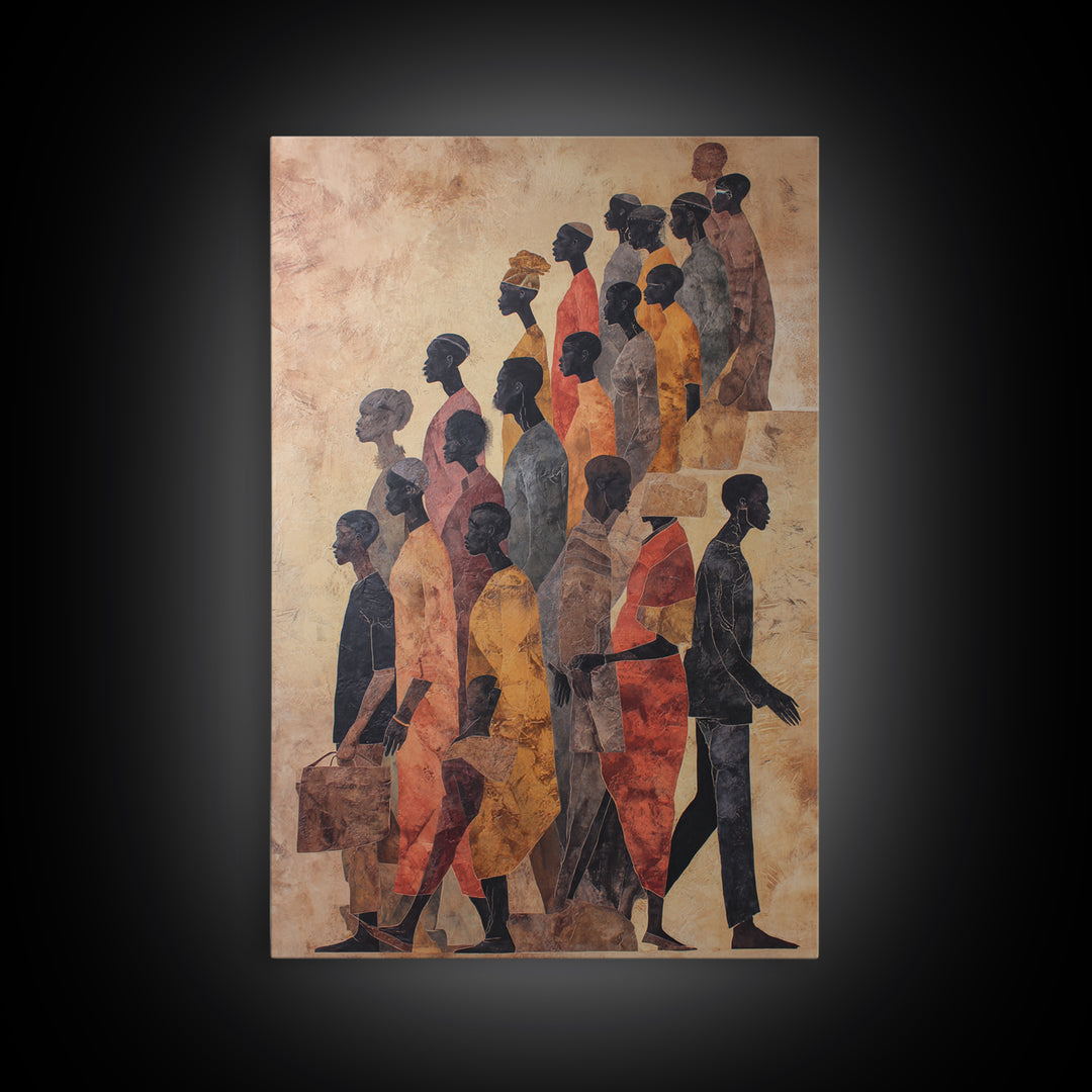 African Diaspora Procession Of Figures Wall Art, African American Art, Black Culture Art, Cultural Wall Art, Modern Black Art