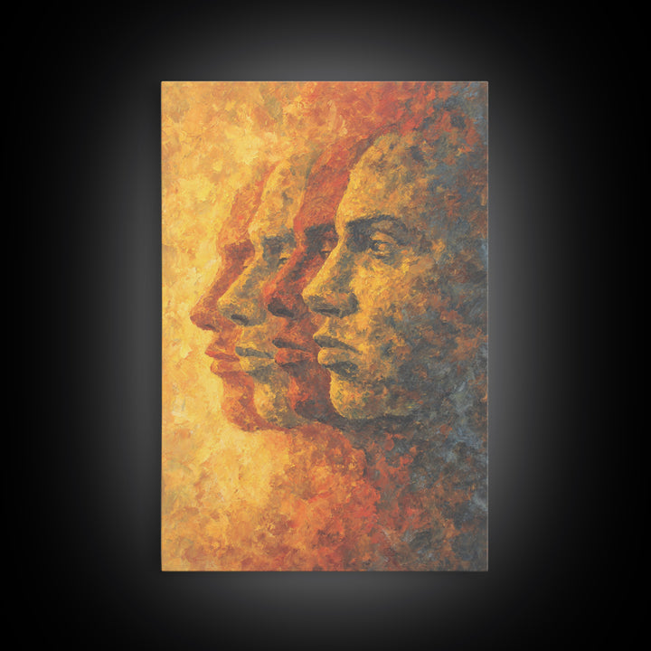 Warm Abstract African Faces Wall Art, Modern African Art, Cultural Portrait Canvas Print, Earth Tone Office Decor Gift For Her