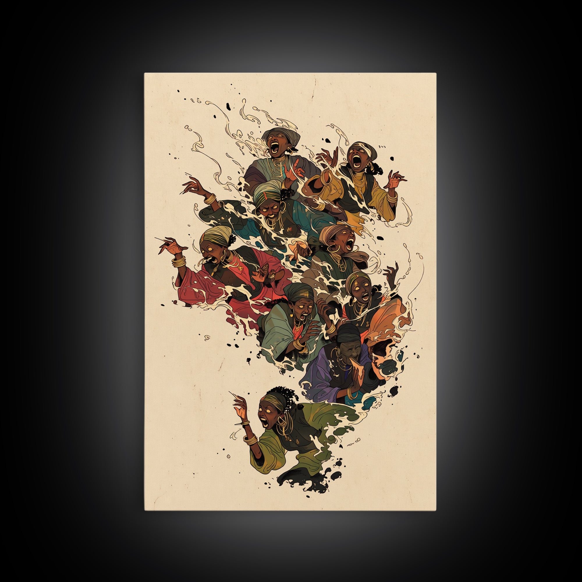Africa Map Of Joyful Singing Women, Wall Art, African Women Art, Black Girl Magic Poster, Afrocentric Culture Decor Gift