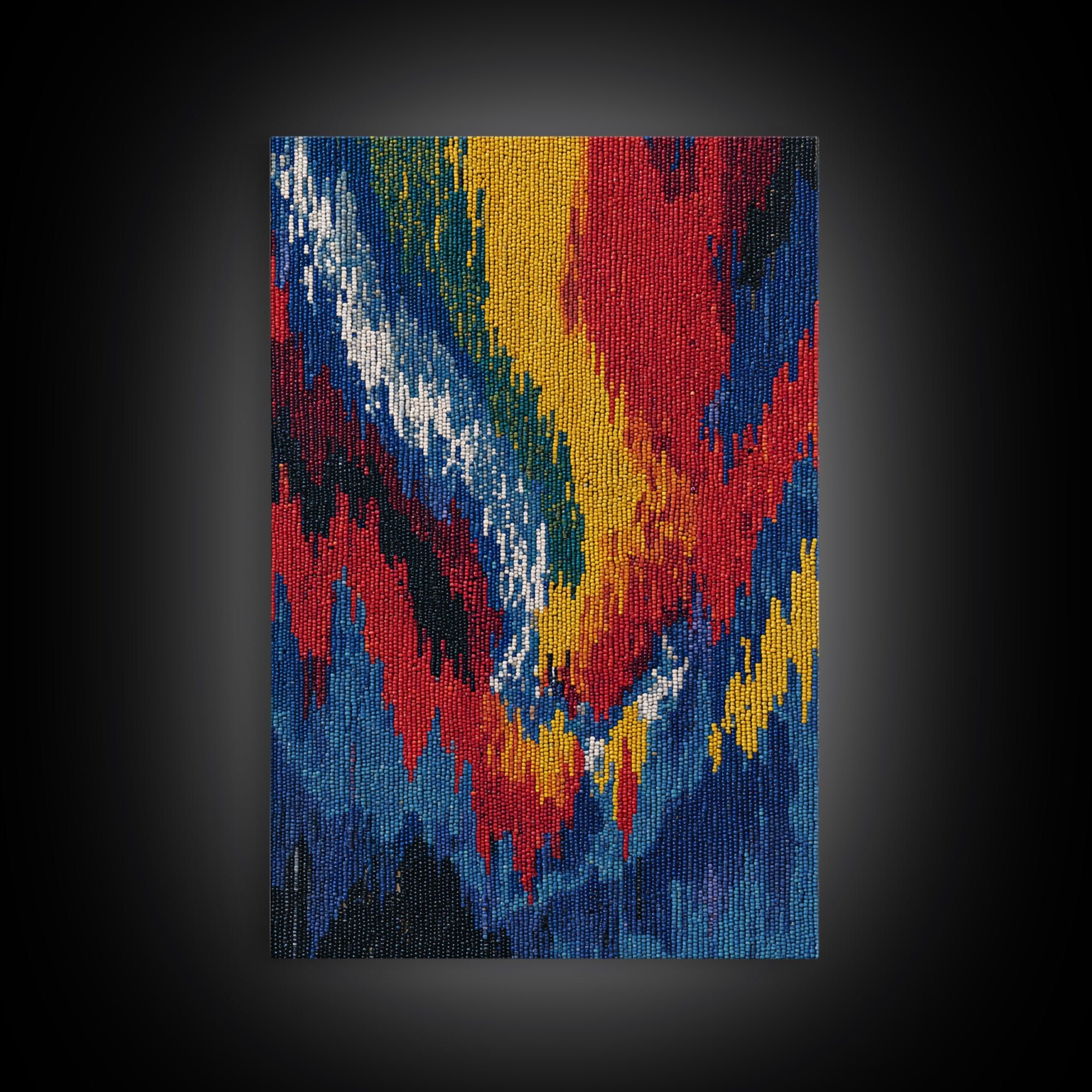 Bold Abstract Flame Feather Wall Art, Colorful African Inspired Canvas Print, Textile Art, Vibrant Modern Home Decor Gift