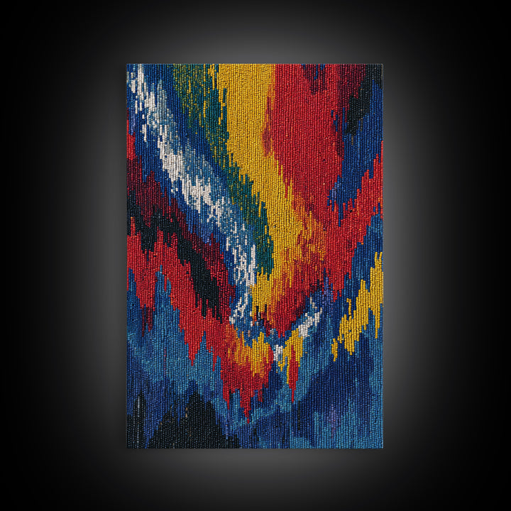 Bold Abstract Flame Feather Wall Art, Colorful African Inspired Canvas Print, Textile Art, Vibrant Modern Home Decor Gift