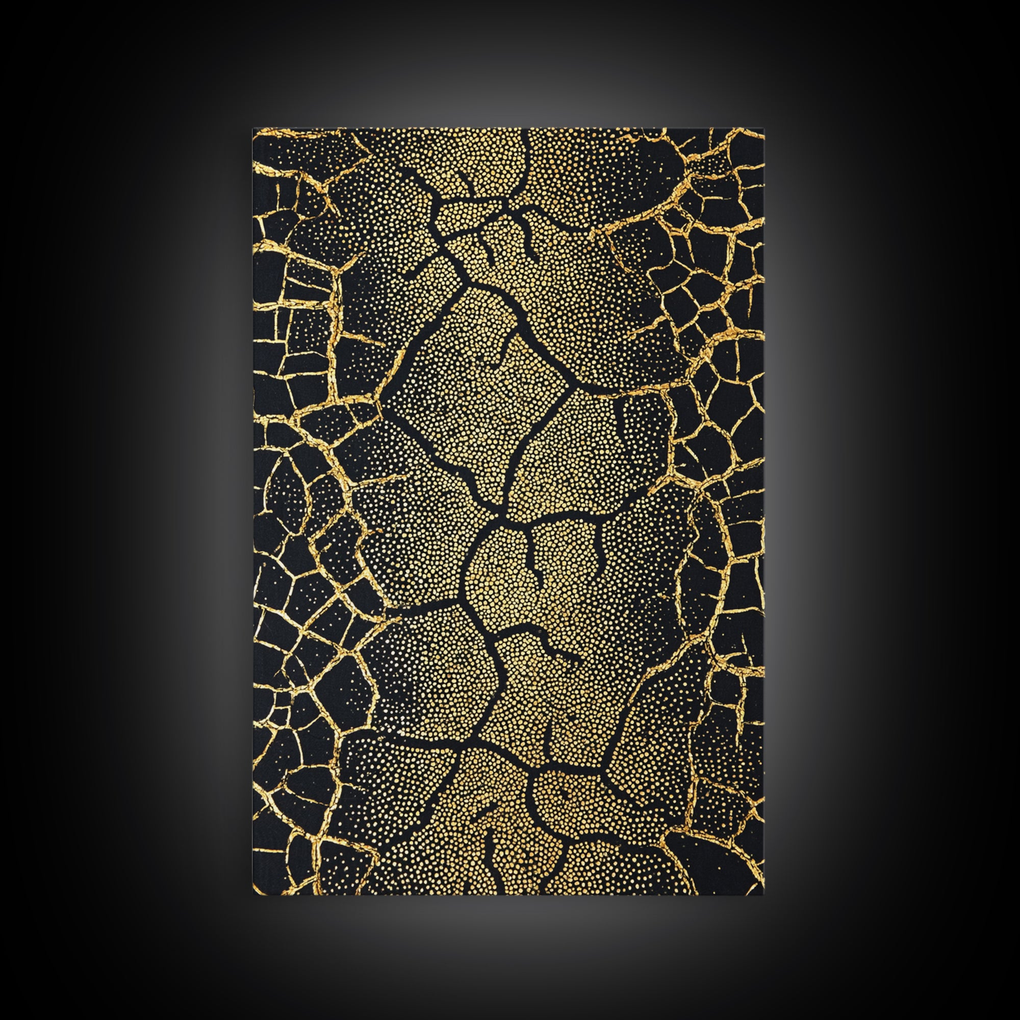Black And Gold Cracked Earth Wall Art, Abstract African Landscape Canvas Print, Textured Art Print, Luxury Home Decor Statement Piece