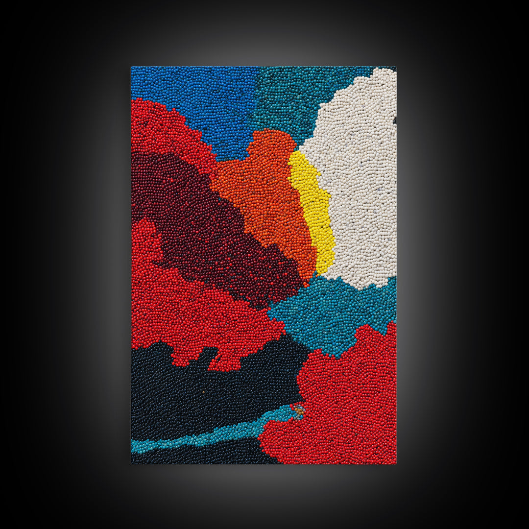 Vibrant Beaded Abstract Landscape Wall Art, African Inspired Color Field Canvas Decor, Modern Boho Nature Art Print Gift