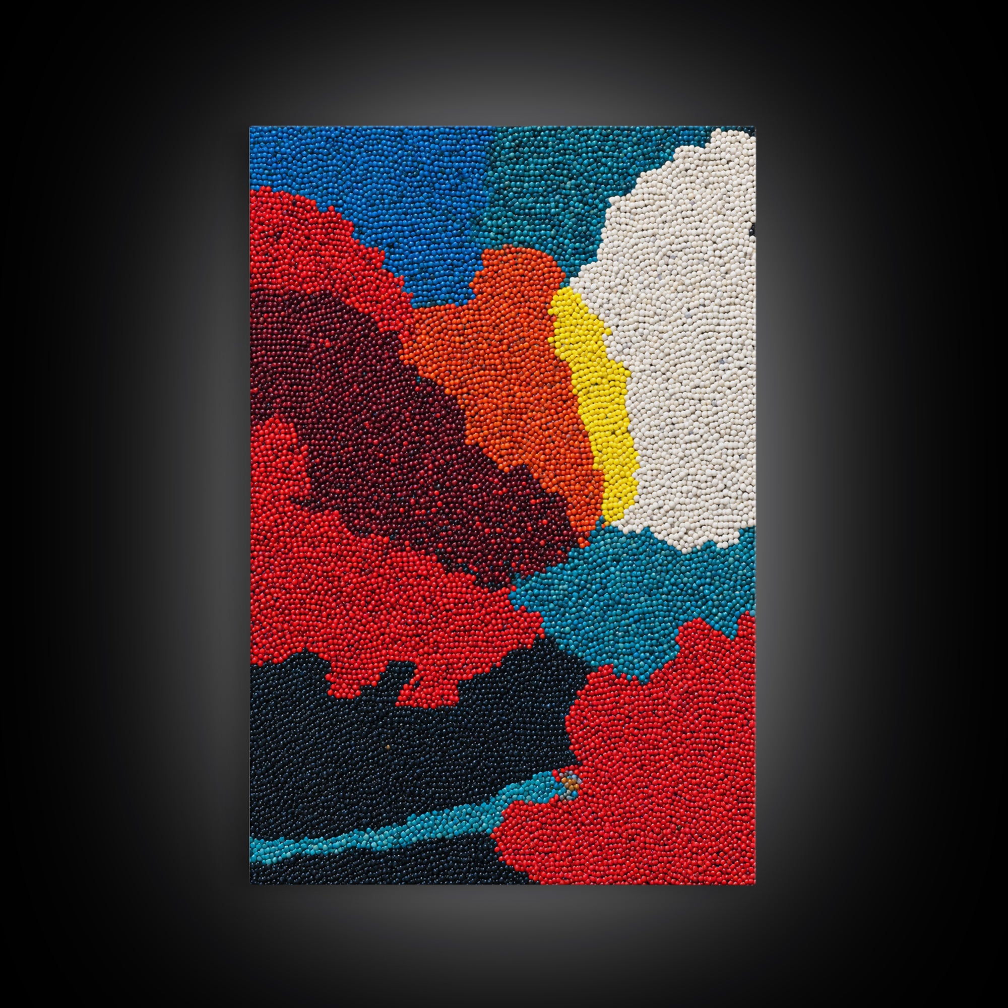 Vibrant Beaded Abstract Landscape Wall Art, African Inspired Color Field Canvas Decor, Modern Boho Nature Art Print Gift
