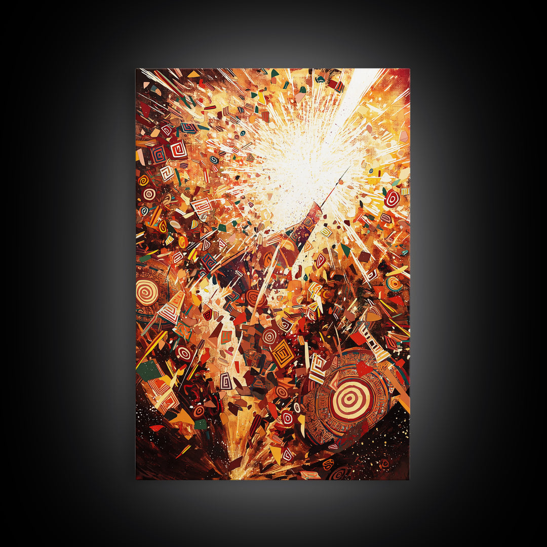 Explosive African Celebration Abstract Wall Art, Colorful Ankara Patterns, Afrocentric Decor, Vibrant Cultural Canvas Print