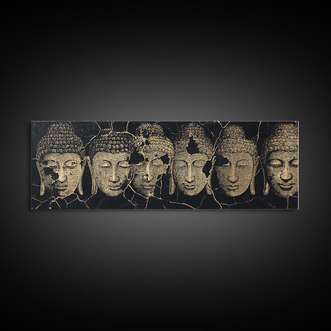 Serene Gold African Mask Wall Art, Tribal Face Portraits, Black Gold Canvas Print, Cultural Home Decor, Elegant Black Art