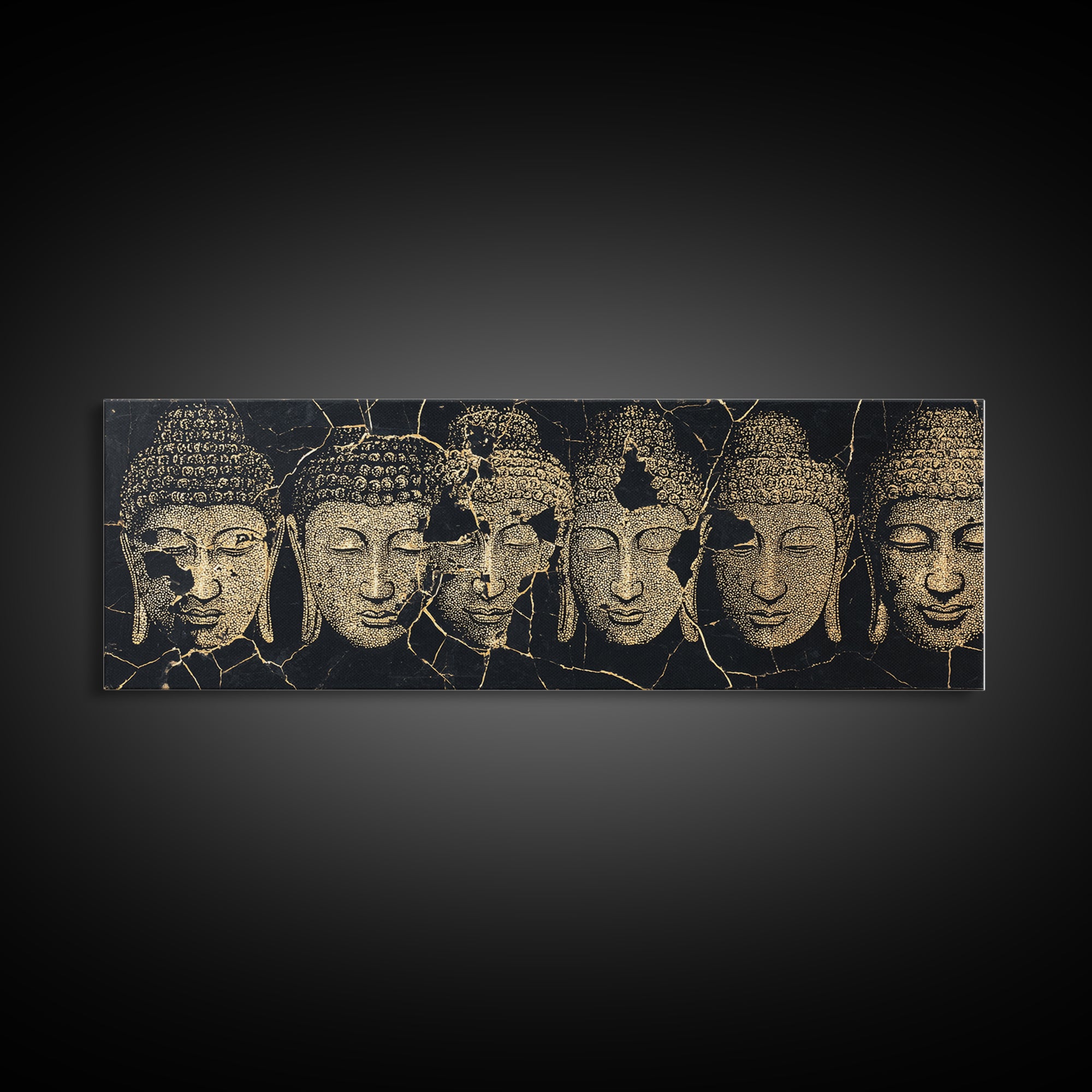 Serene Gold African Mask Wall Art, Tribal Face Portraits, Black Gold Canvas Print, Cultural Home Decor, Elegant Black Art