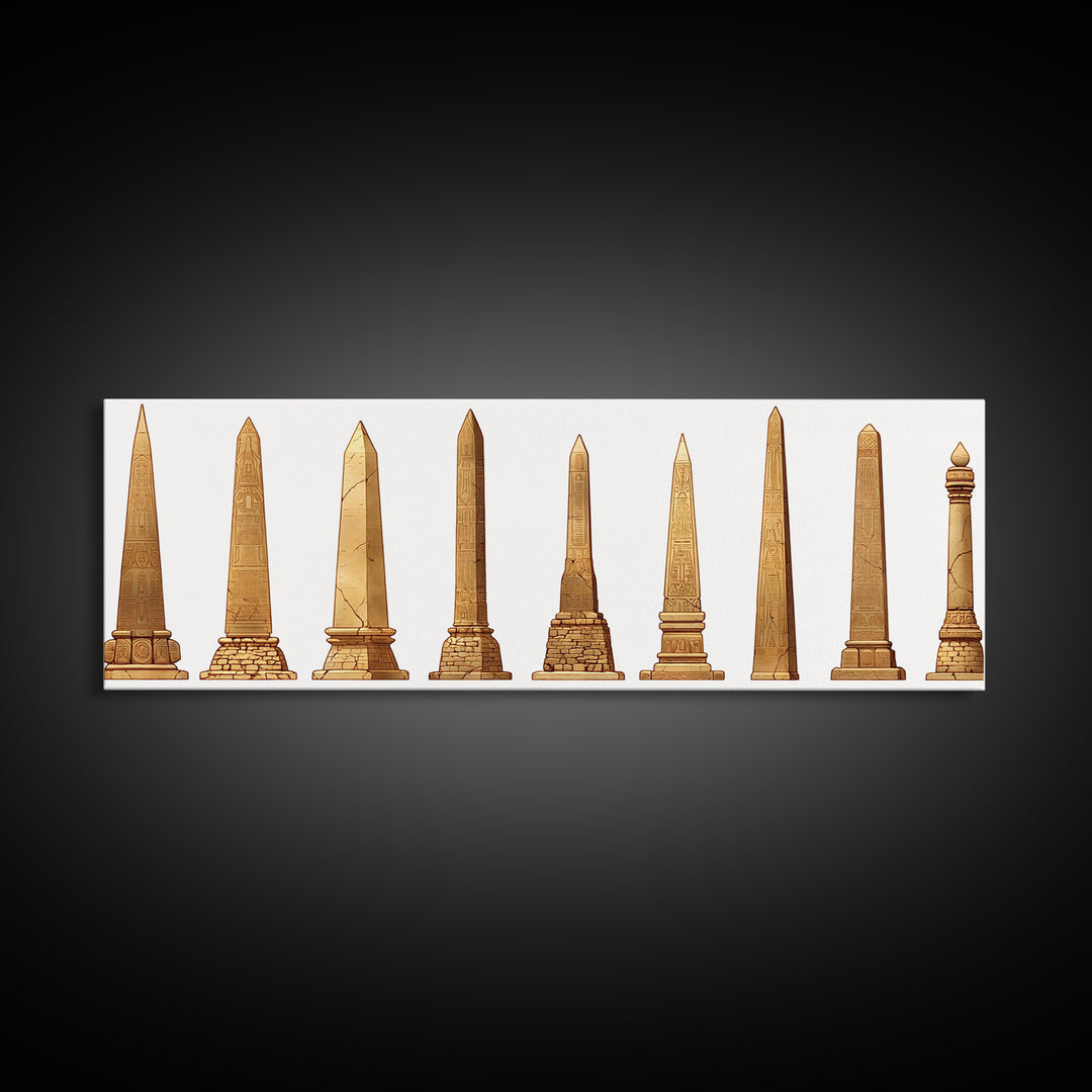 Egyptian Obelisk Collection Wall Art, Ancient African Art, Minimalist Canvas Print, Neutral Museum Gallery Home Decor Gift