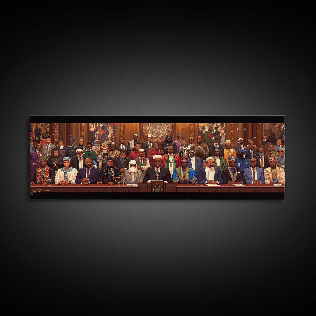 Pan African Assembly Of Leaders Wall Art, African American Art, Black Culture Art, Cultural Wall Decor, Juneteenth Art Gift