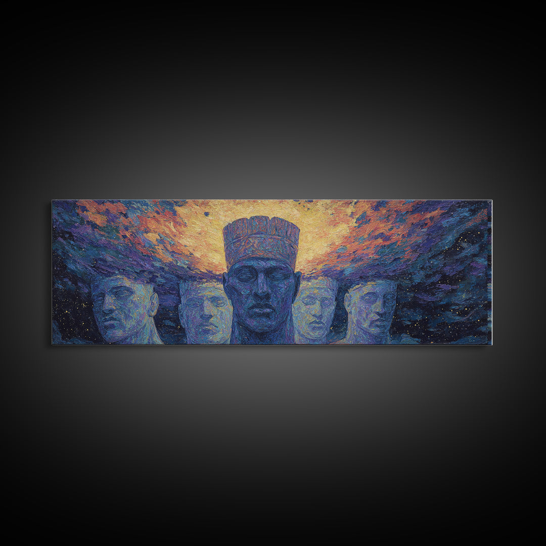 Cosmic Ancestral African Faces Canvas Print, African Portrait, Black African Art, Spiritual Wall Art, Afrocentric Home Decor