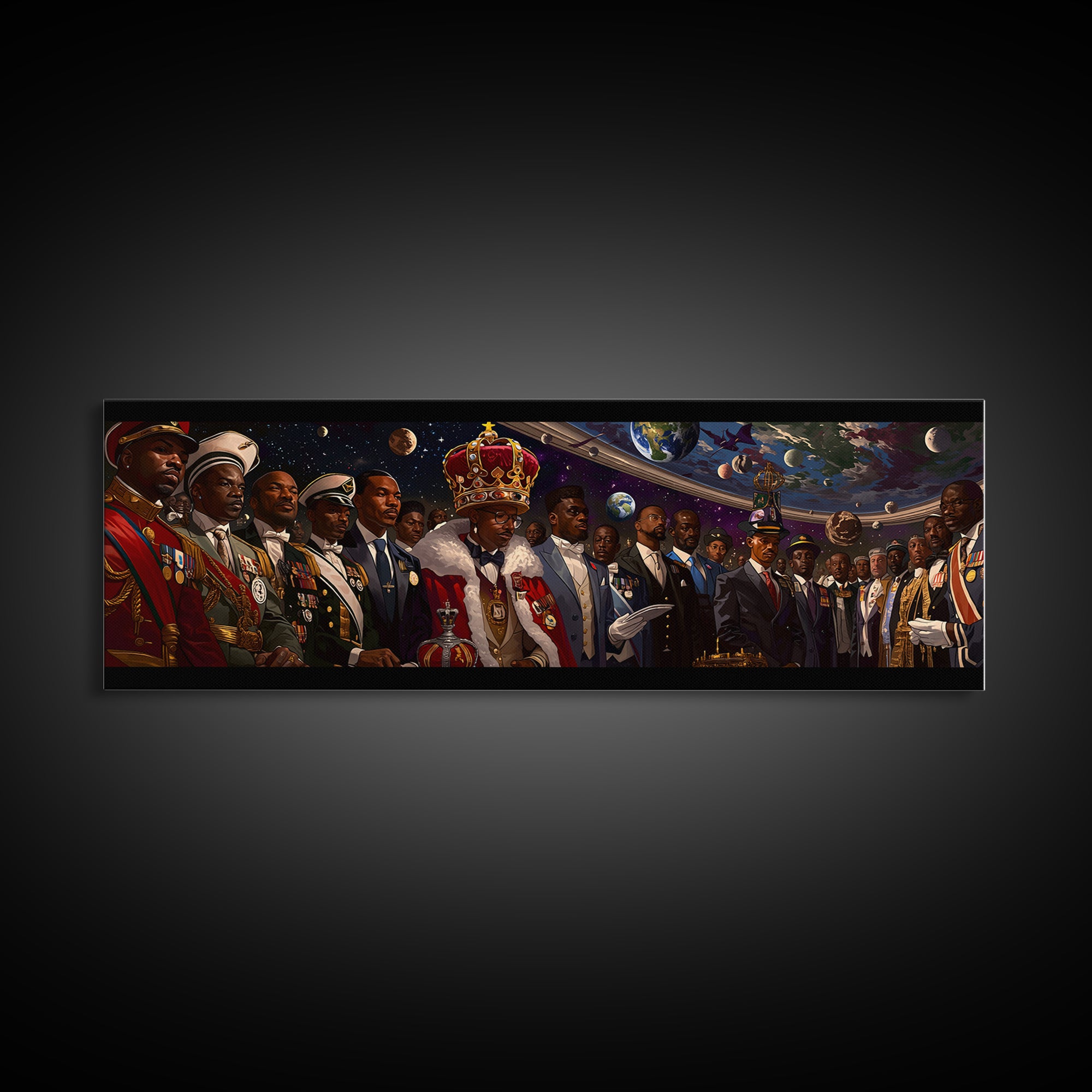 Regal African Emperor And Statesmen Framed Canvas Print, Black History Art, Military Portrait, Modern Afrocentric Decor Gift