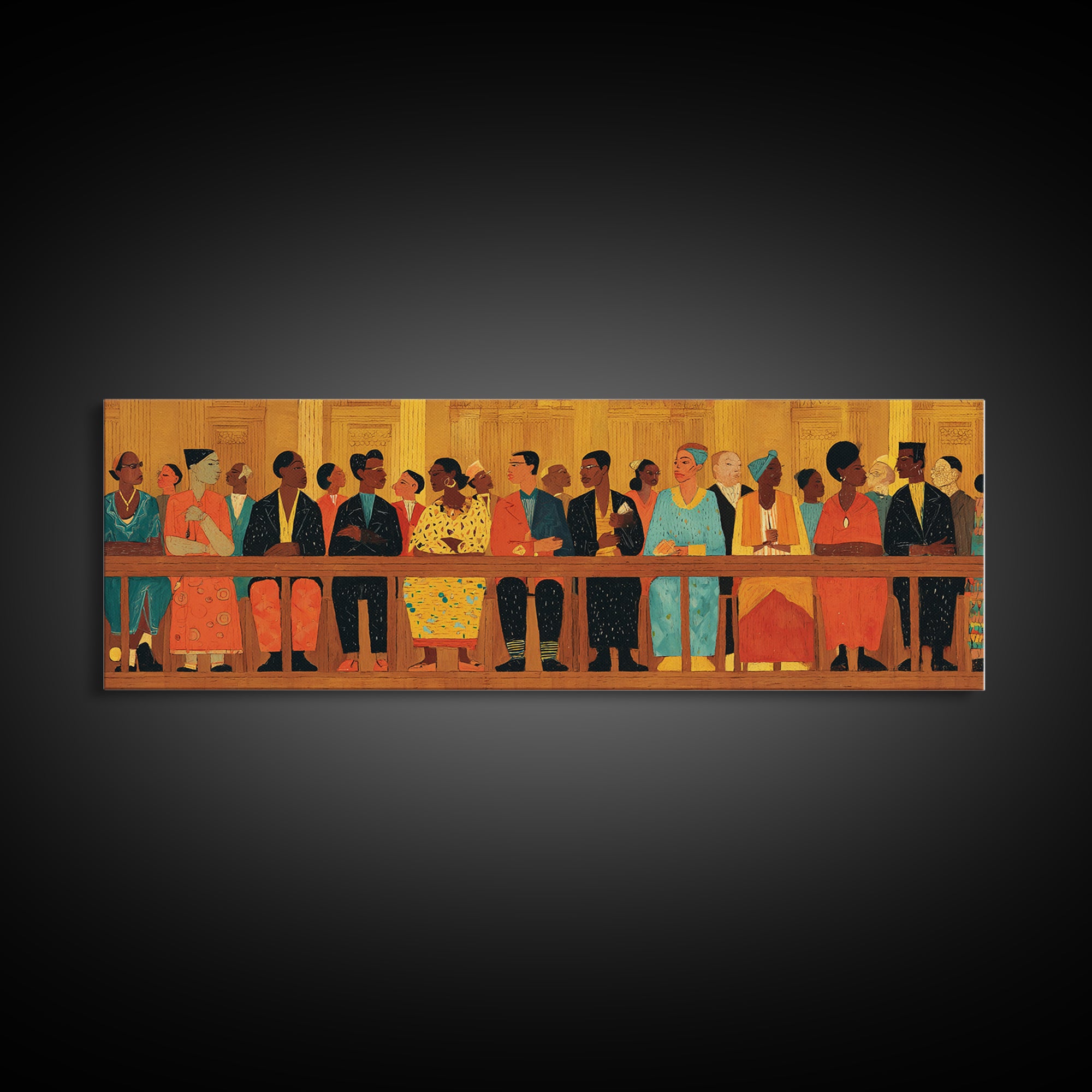 Elegant African Community Gathering Wall Art, Black Culture Canvas Print, Afrocentric Decor, Juneteenth Home Decor Meaningful Gift
