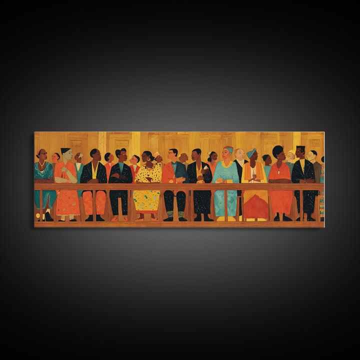 Elegant African Community Gathering Wall Art, Black Culture Canvas Print, Afrocentric Decor, Juneteenth Home Decor Meaningful Gift