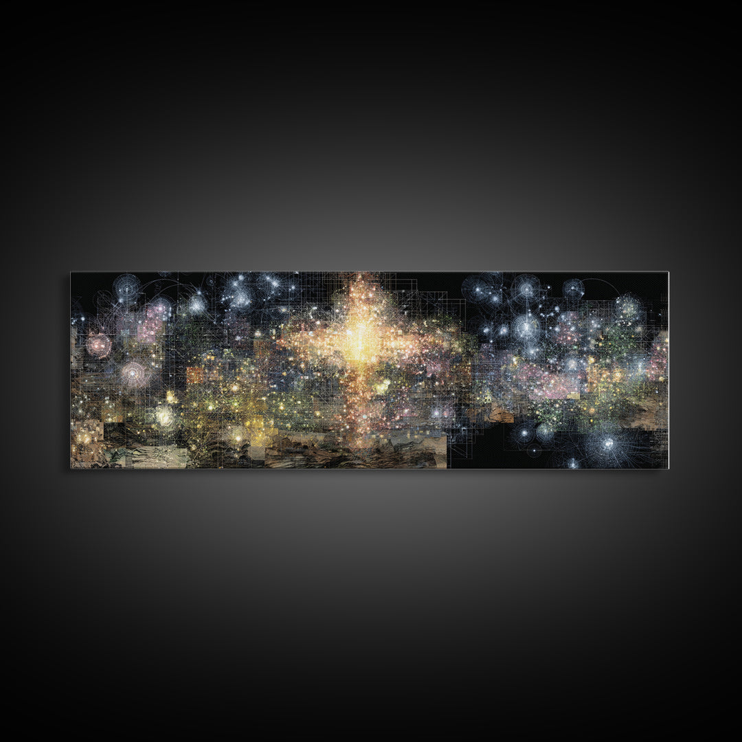 Radiant Abstract City Lights Wall Art, Gold And Black Canvas Print, Modern Luxury Decor, Dreamy Statement Home Decor, Housewarming Gift