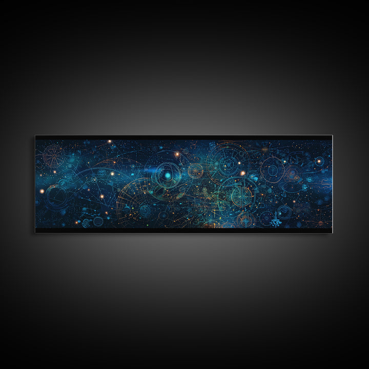 Blue Cosmic Star Map Canvas Print, Abstract Wall Art, Modern Office Decor, Digital Art Inspired Space Home Decor, Housewarming Gift