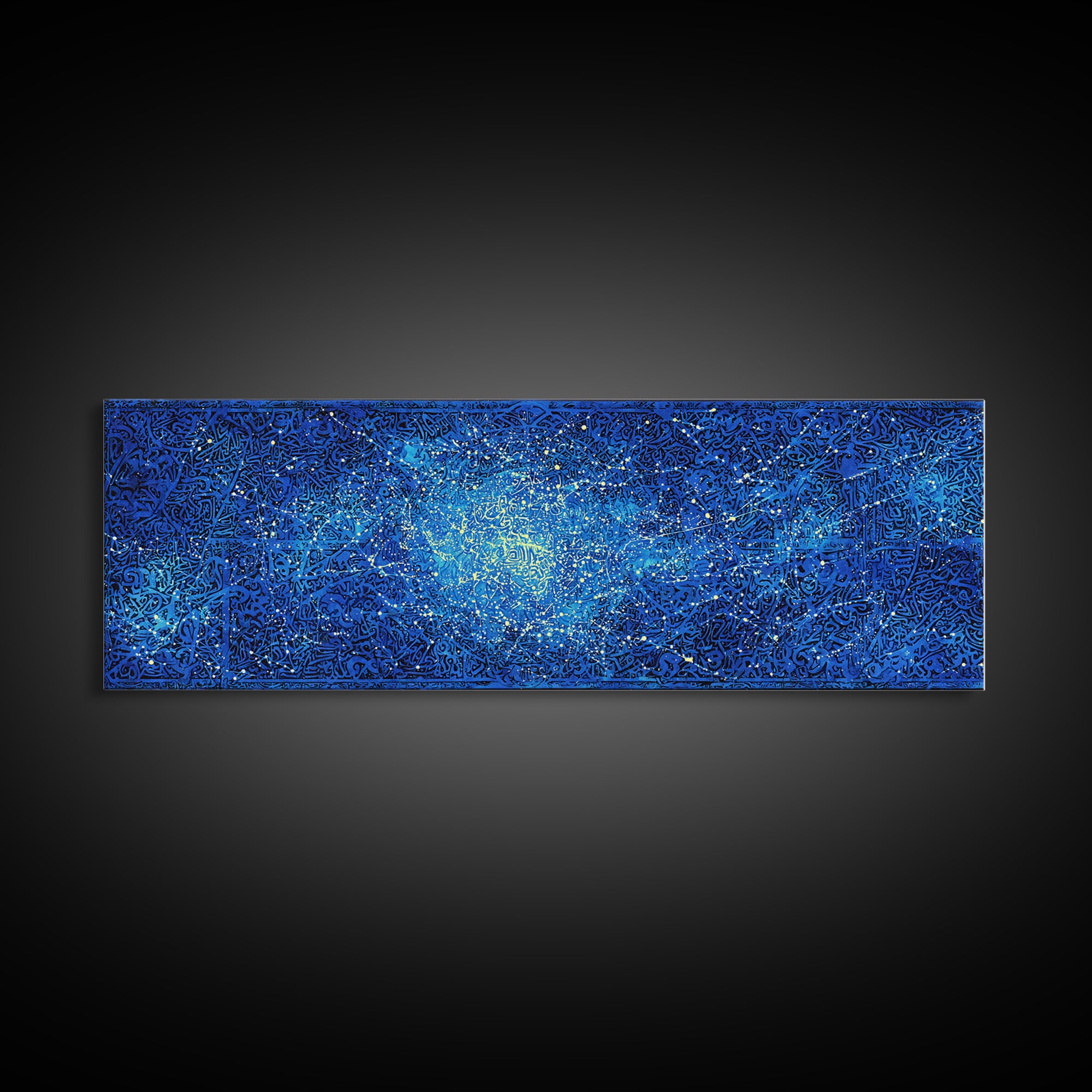 Blue Cosmic Starfield Abstract Wall Art, Modern Galaxy Canvas Decor, Dreamy Large Wall Art Prints, Teal Celestial Home Decor