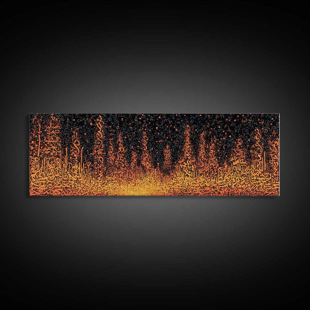 Orange Glowing Skyline Abstract Canvas Print, Modern Wall Decor, Burnt Orange Art, Statement Wall Art Prints, Luxury Canvas Art