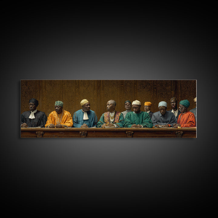 African Elders Tribunal Portrait Wall Art, African American Art, Black Culture Art, Cultural Wall Decor, Statement Canvas Print