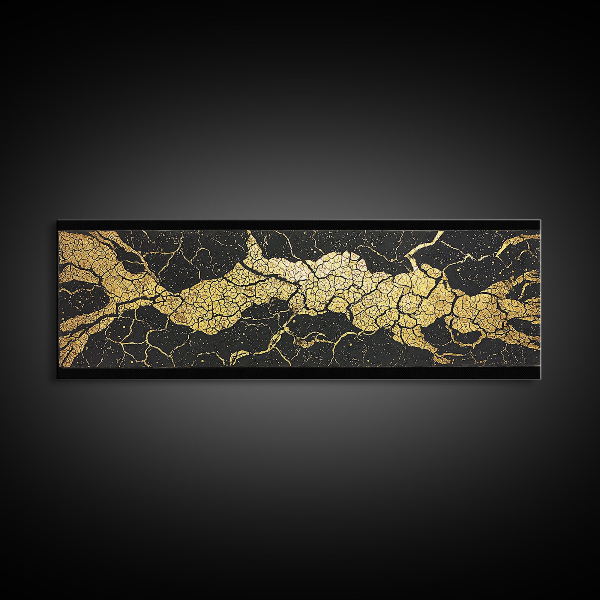 Black And Gold Cracked Marble Abstract Wall Art, Luxury Canvas Print, Modern Geometric Decor, Earth Tone Statement Piece Art