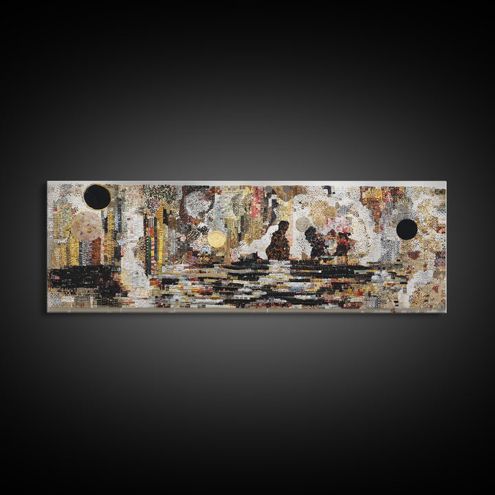 Textured Black Figures Cityscape Wall Art, Abstract African Jazz Scene, Modern Canvas Print For Living Room Decor Gift Idea