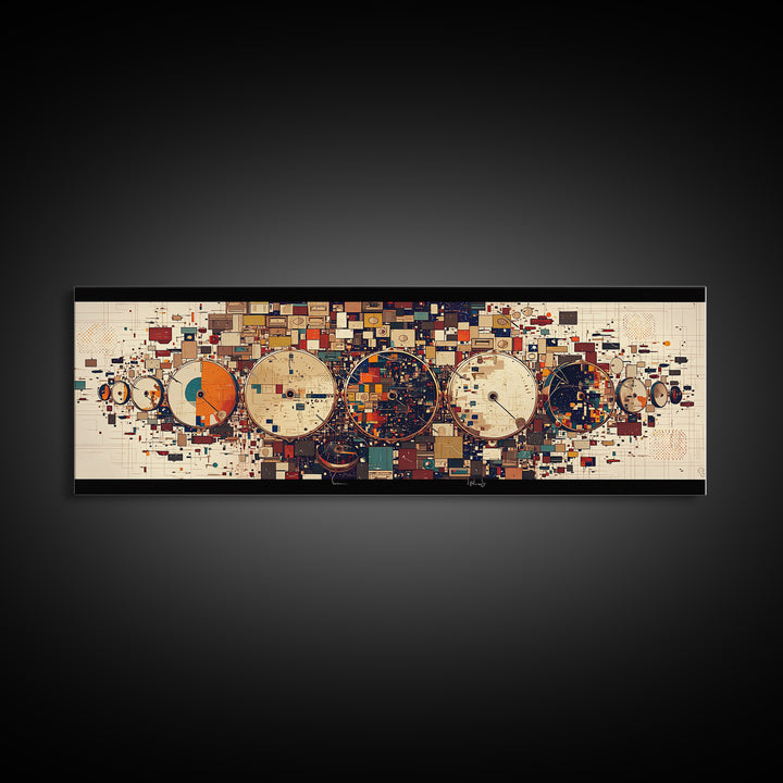 Geometric Orbit Circles In Navy Orange And Cream Wall Art, Abstract Canvas Print, Modern Office Decor, Statement Wall Decor