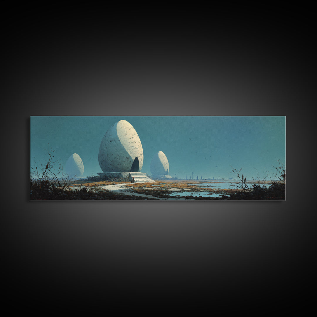 Surreal White Dome Landscape Wall Art, Sci Fi Canvas Print, Modern Wall Decor, Nature Scene Art, Unique Home Decor Gift, Poster