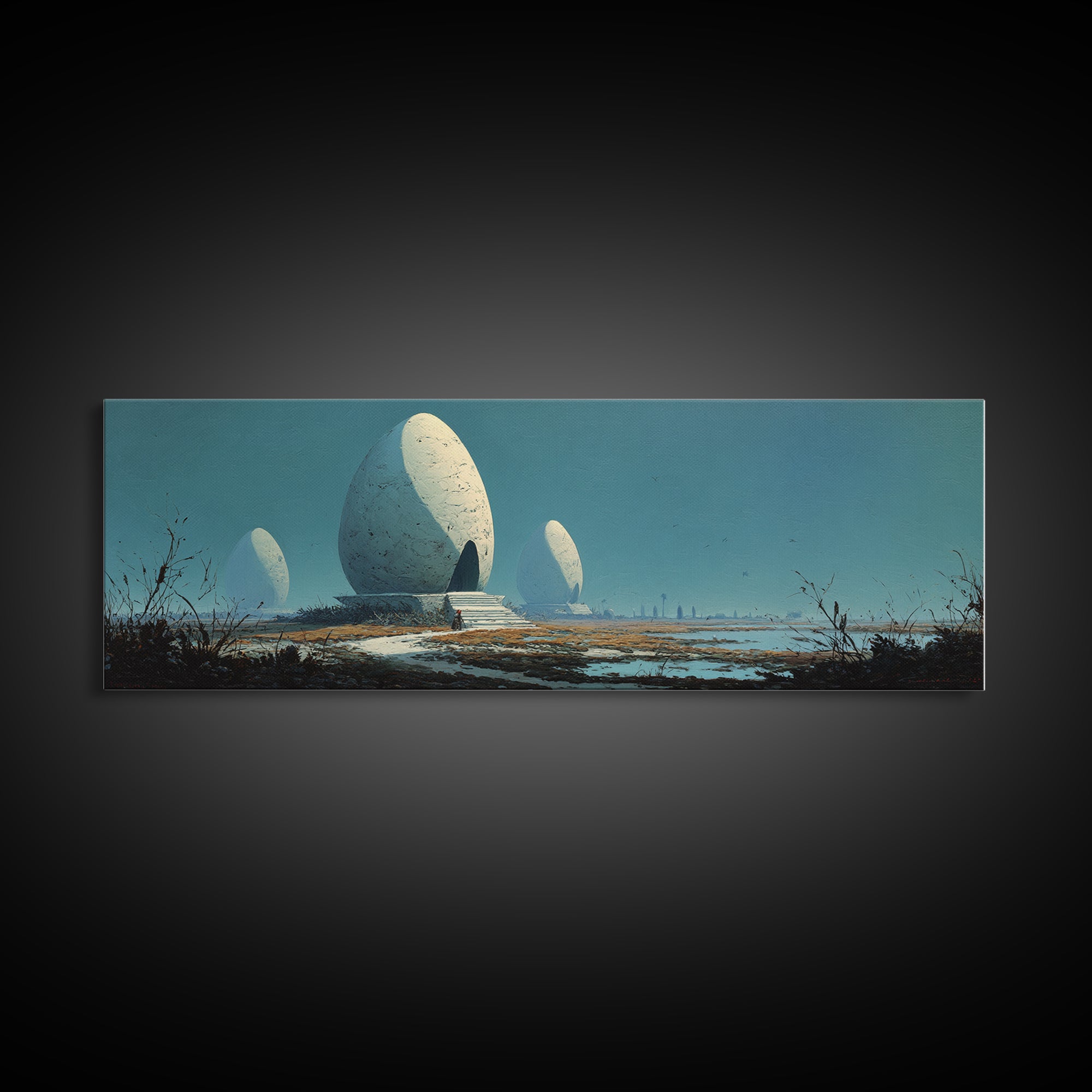 Surreal White Dome Landscape Wall Art, Sci Fi Canvas Print, Modern Wall Decor, Nature Scene Art, Unique Home Decor Gift, Poster
