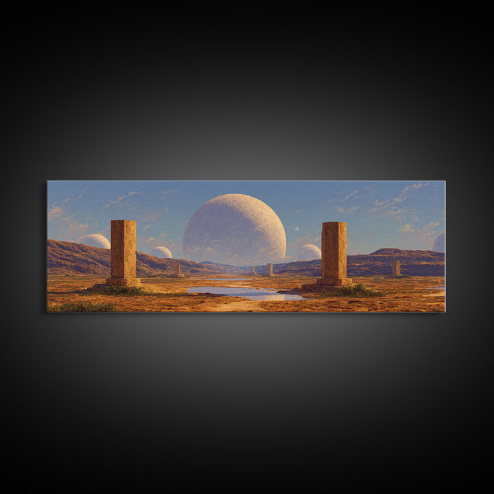 Desert Monolith Planet Canvas Print, Surreal Landscape Wall Art, Modern Canvas Art, Large Decor Art, Living Room Decor Gift