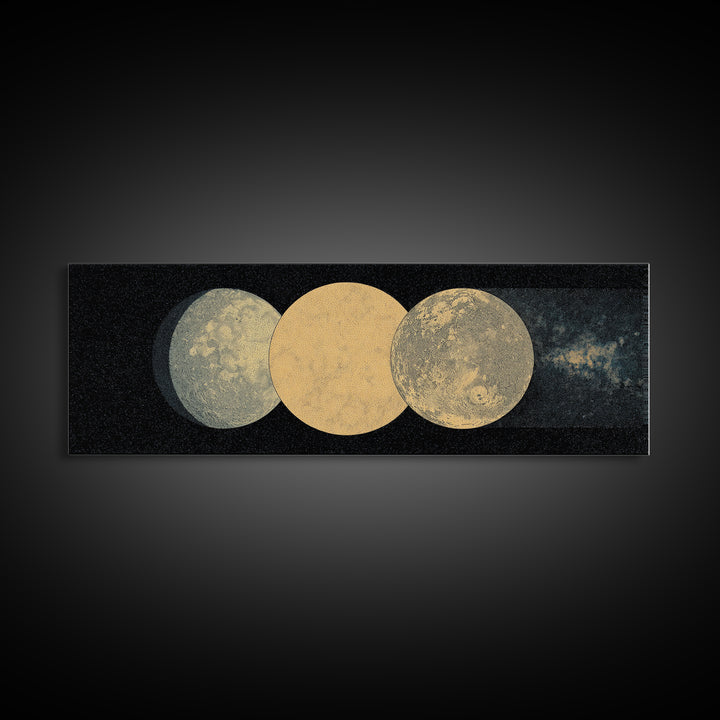 Triple Moon Texture Canvas Print, Minimalist Wall Art, Beige Wall Art, Black Art Print, Dreamy Wall Art, Bedroom Decor Gift