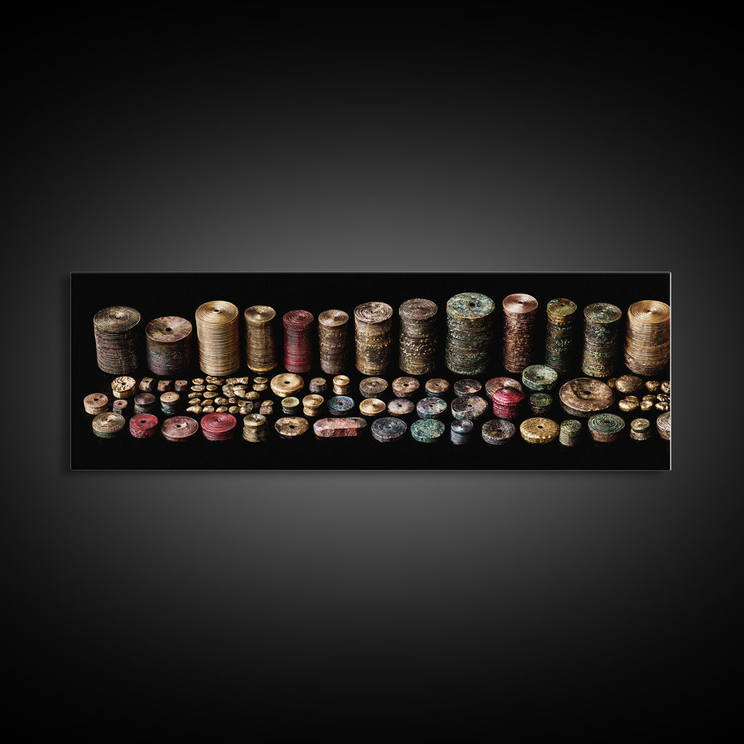 Ancient African Beads And Bronze Relics Canvas Print Tribal Art Decor Ethnographic Collection Wall Decor For Boho Home Gift