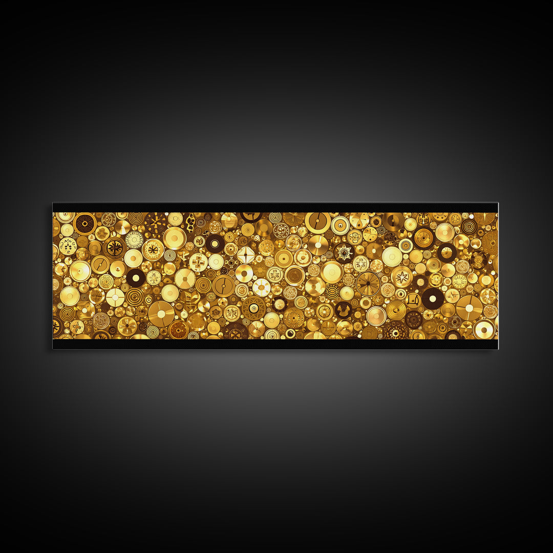 Gold Coin Mosaic Circles Wall Art African Abstract Art Print Luxury Canvas Decor Modern Geometric Wall Decor For Elegant Home