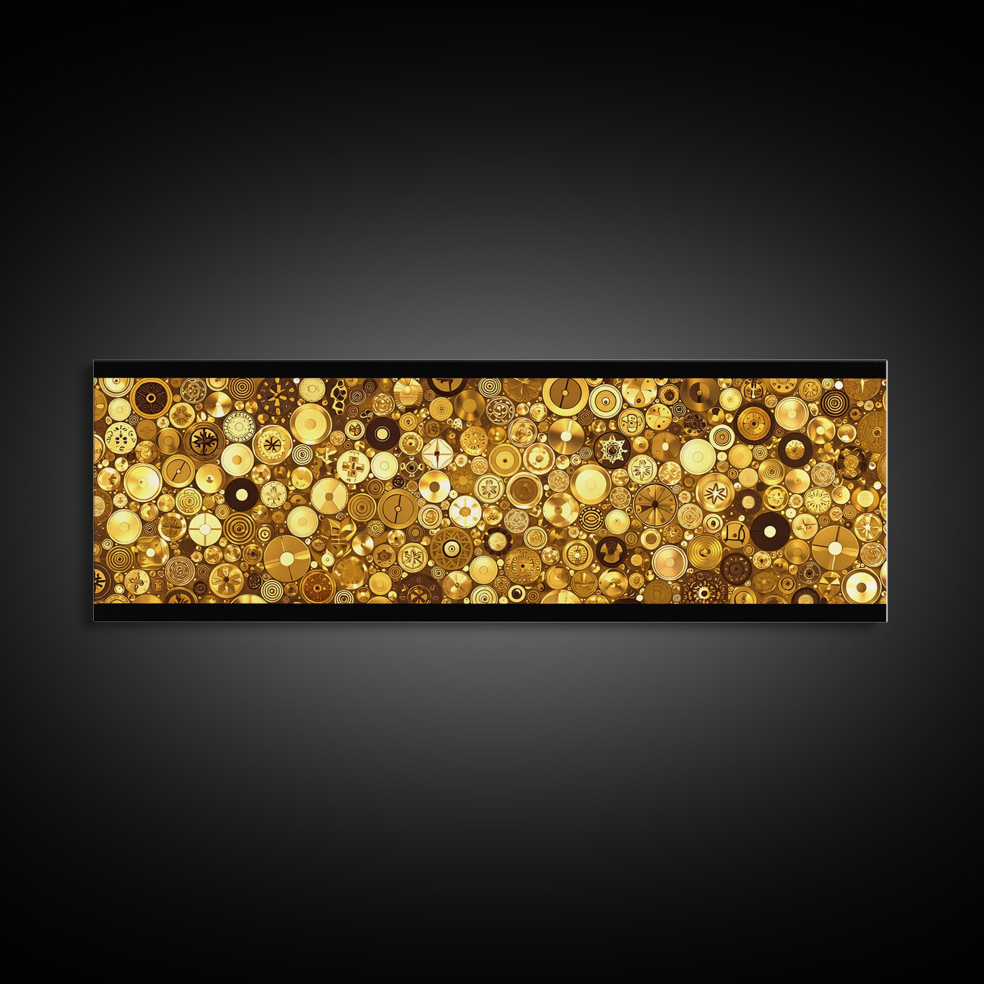 Gold Coin Mosaic Circles Wall Art African Abstract Art Print Luxury Canvas Decor Modern Geometric Wall Decor For Elegant Home