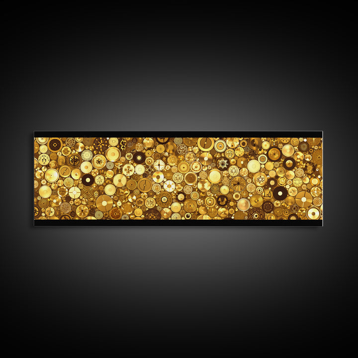 Gold Coin Mosaic Circles Wall Art African Abstract Art Print Luxury Canvas Decor Modern Geometric Wall Decor For Elegant Home