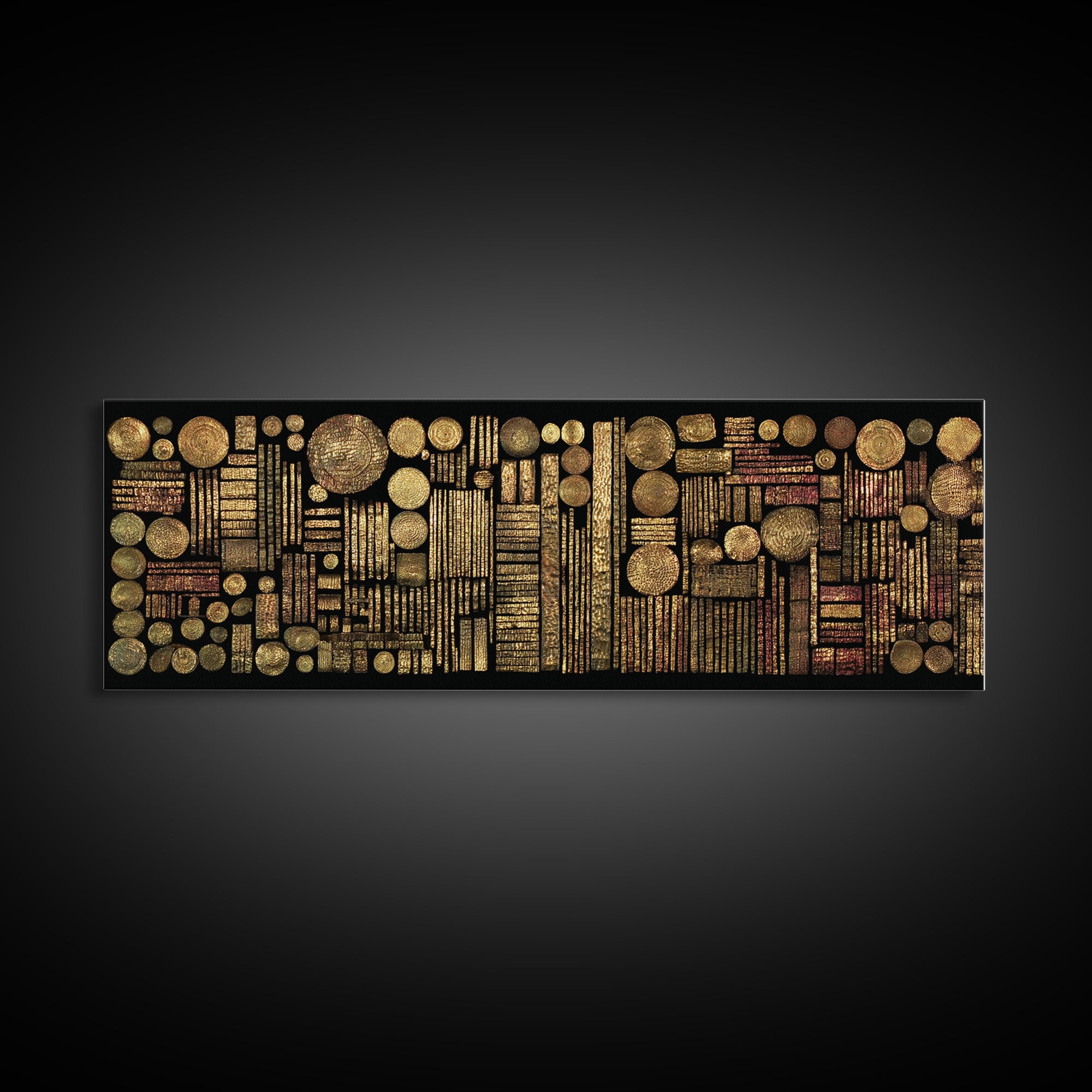 Gold Tribal Geometry And Circle Grid Wall Art Abstract African Art Luxury Canvas Decor Modern Ethnic Wall Decor For Living Room