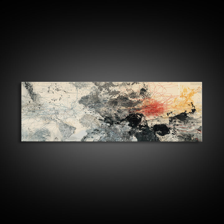 Beige Black Red Abstract Horizon Wall Art, Modern Canvas Art, Large Wall Art, Earth Tone Wall Decor, Statement Home Decor