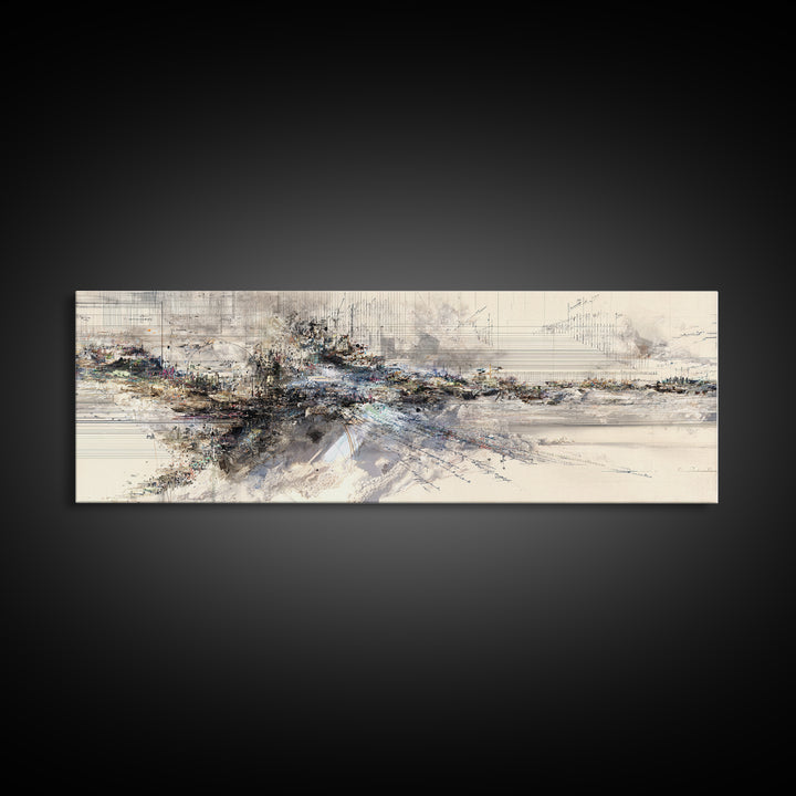 Neutral Ink Architectural Abstract Wall Art, Modern Canvas Art, Beige Wall Art, Office Decor, Contemporary Gallery Print