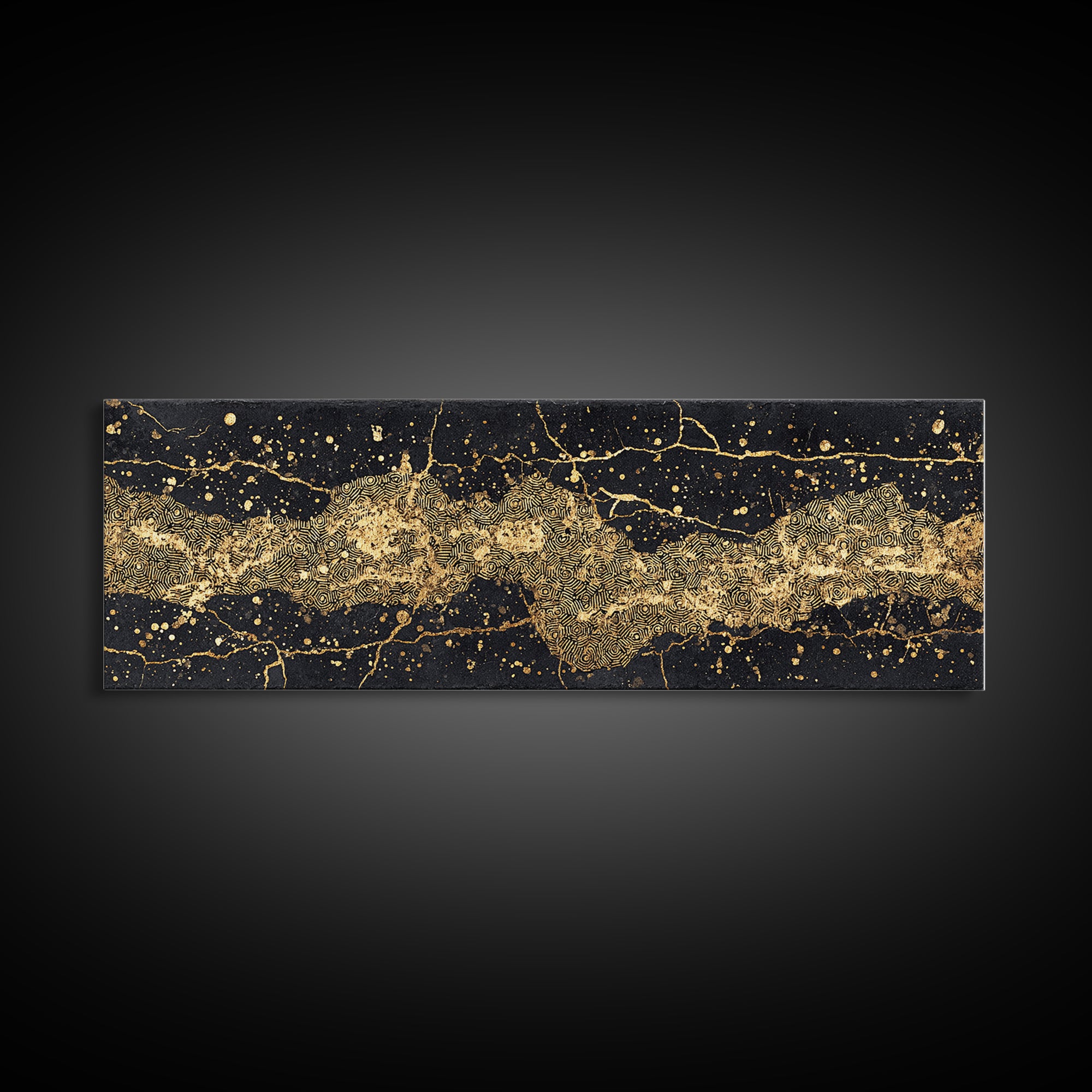 Black And Gold Abstract African Art Canvas Print, Luxury Modern Wall Decor, Textured Map Inspired Statement Home Decor Gift