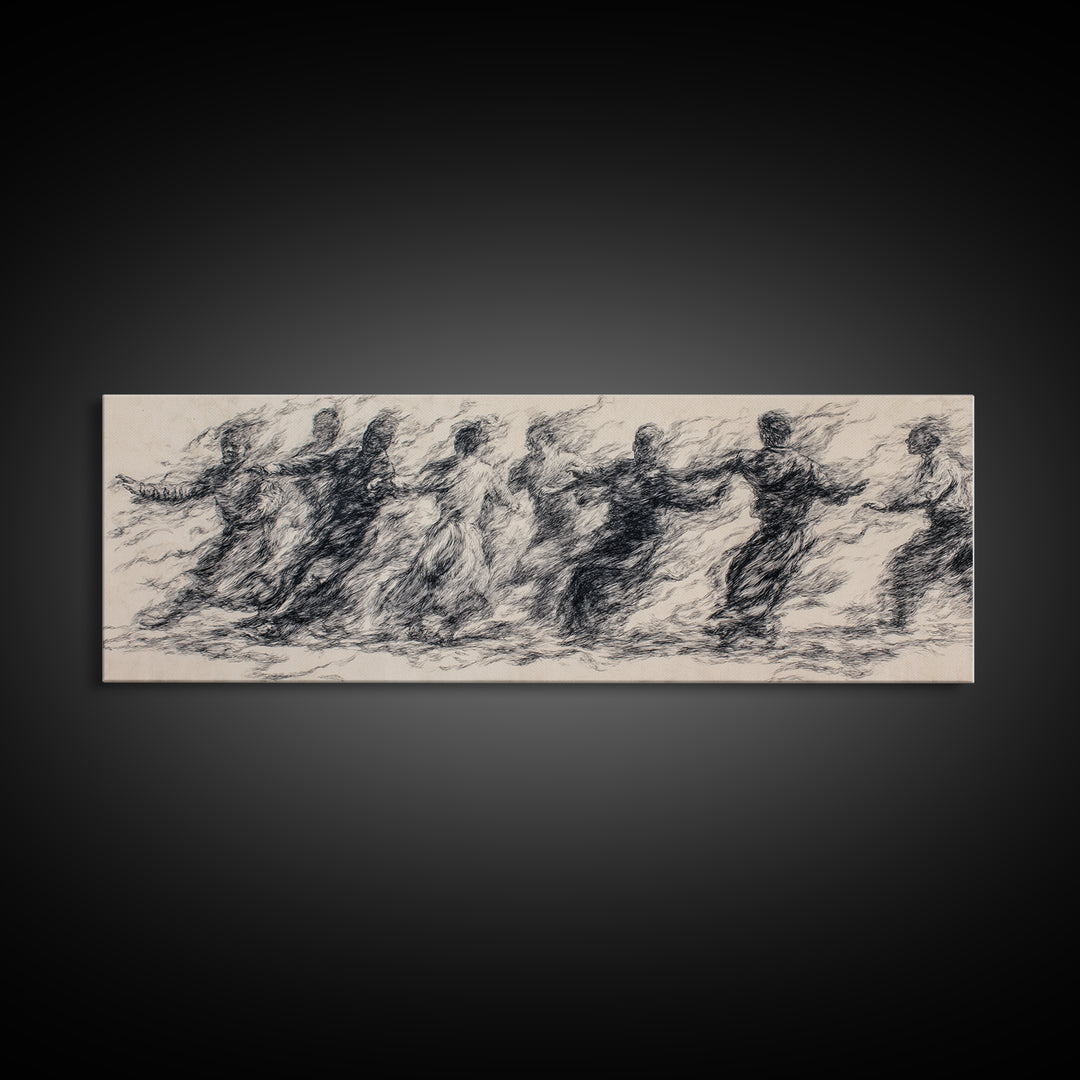 Smoky Charcoal Figures In Motion Wall Art, Abstract African Art Print, Minimalist Black Decor, Contemporary Gallery Piece